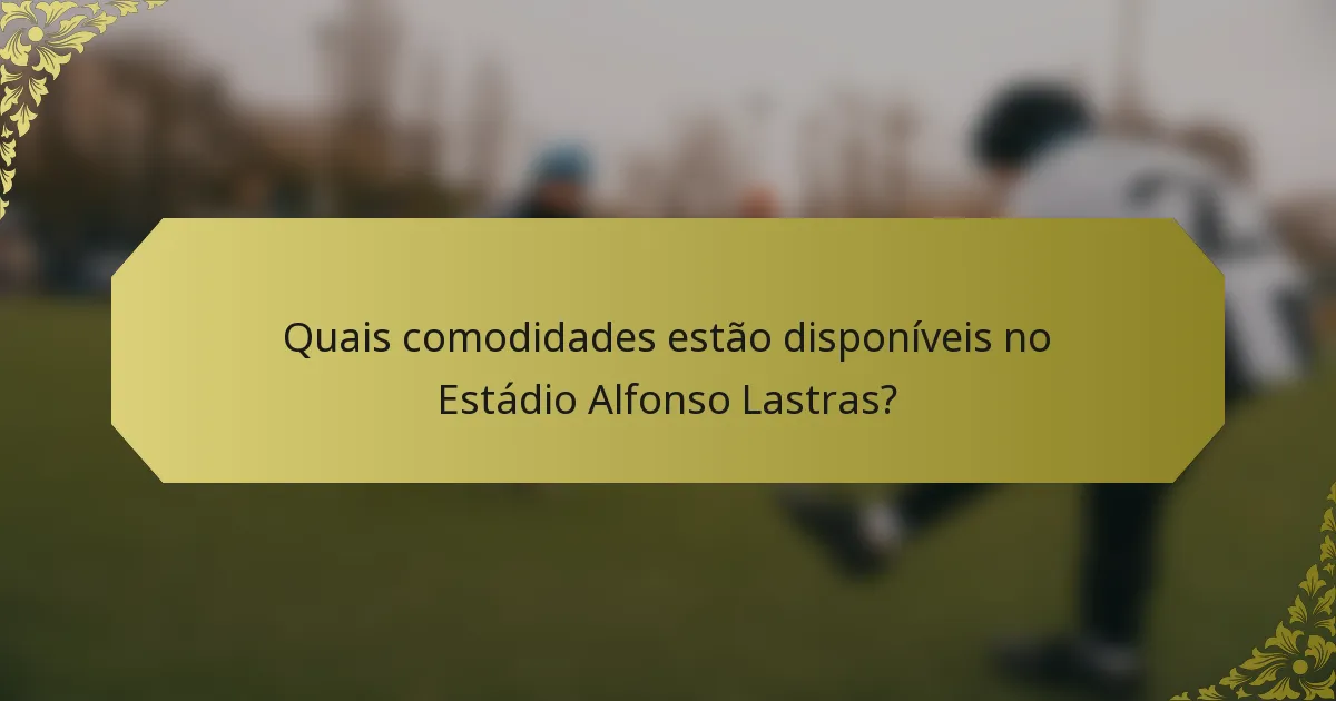 Quais comodidades estão disponíveis no Estádio Alfonso Lastras?