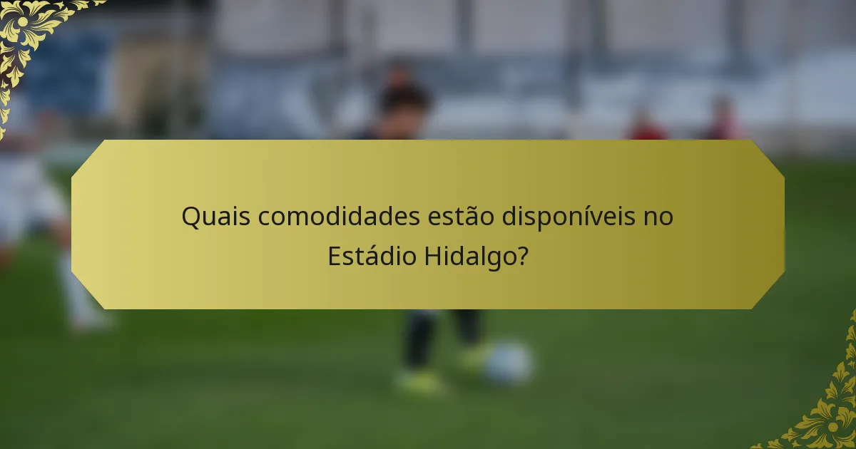Quais comodidades estão disponíveis no Estádio Hidalgo?