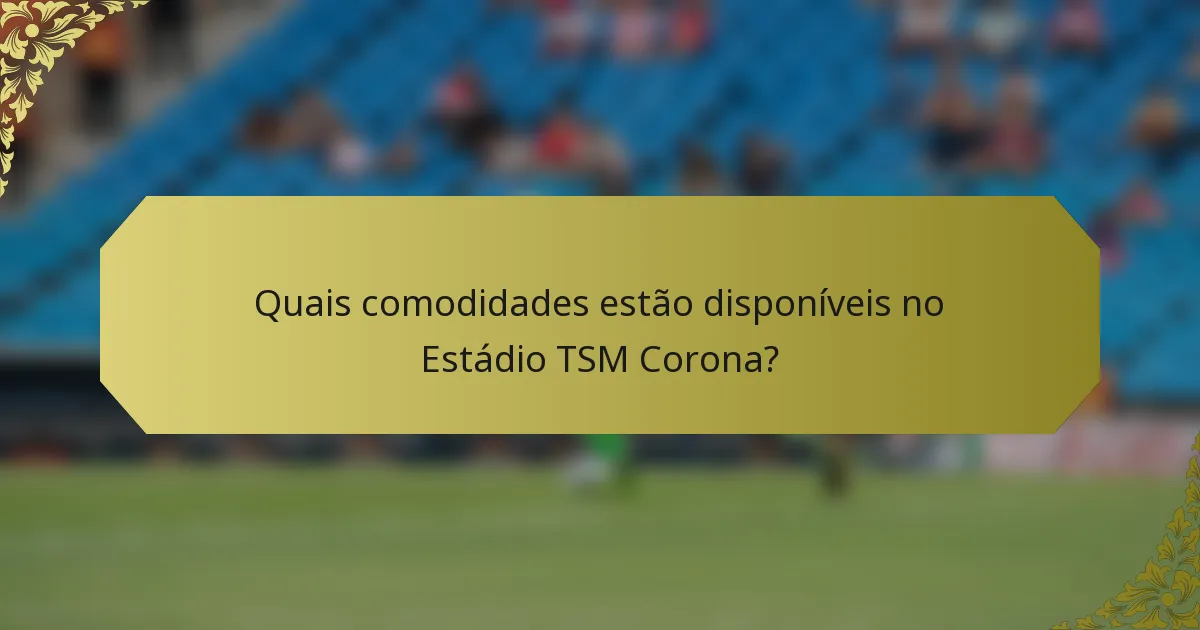 Quais comodidades estão disponíveis no Estádio TSM Corona?