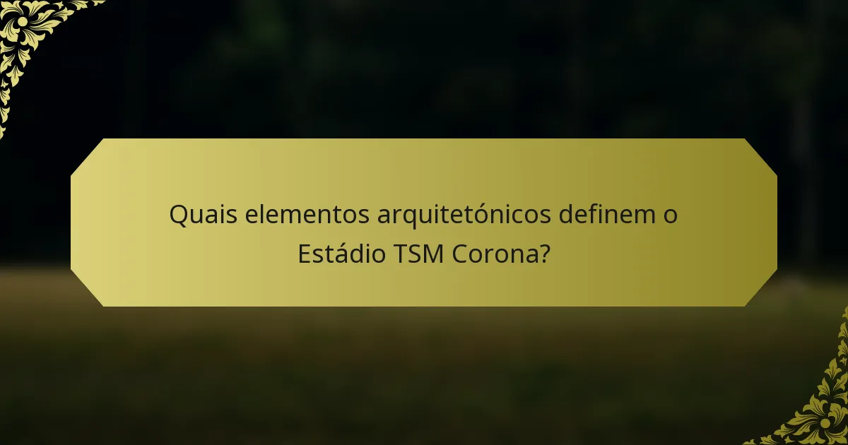 Quais elementos arquitetónicos definem o Estádio TSM Corona?
