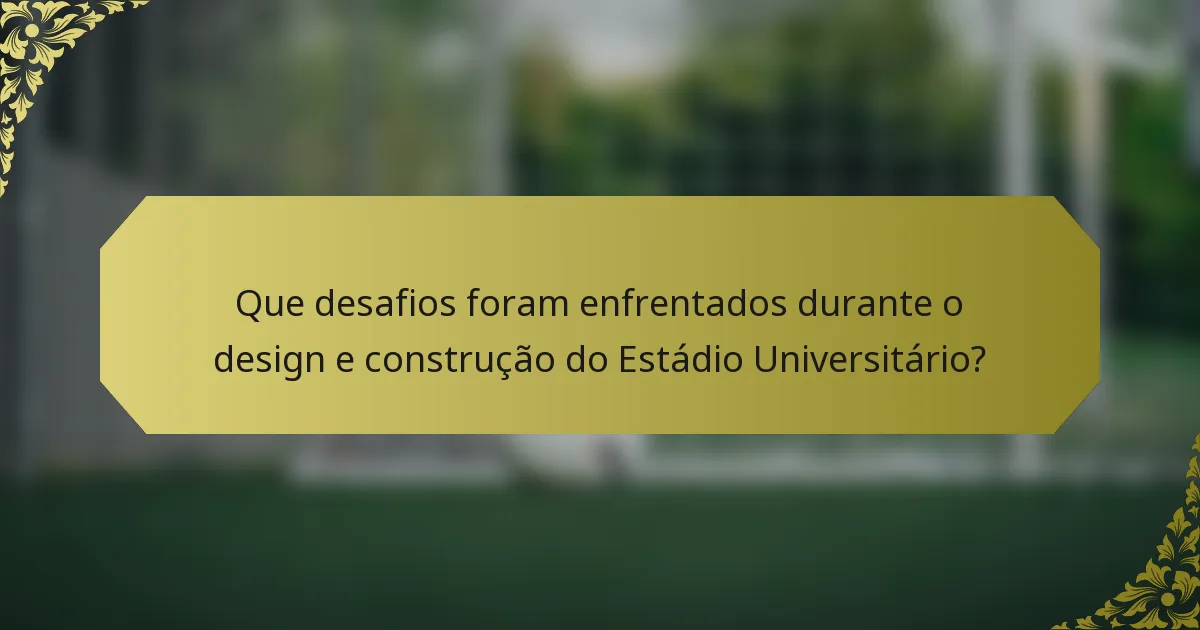 Que desafios foram enfrentados durante o design e construção do Estádio Universitário?